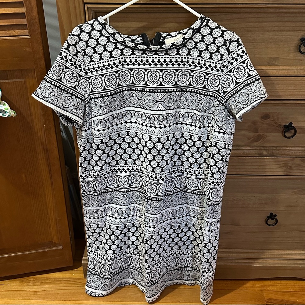LOFT Black and White Patterned Dress